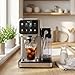 Imagen de Cafetera Espresso 20 Bares Semiautomatica Cappuccino Latte Thermoblock Pantalla Tactil Vaporizador Leche Deposito 1L Portafiltros Molido Frio Caliente Acero Inoxidable Calientatazas Goteo Doble Salida