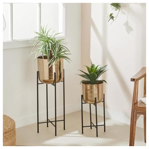 amazon basics Decorative Modern Indoor Planters Flower Pots (Set of 2) | Sophisticated Design | Suitable for Living Room/Bedroom/Balcony (Glossy Rose Gold)
