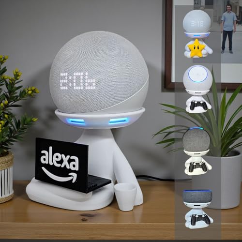 Suporte Alexa Echo Dot 3, 4 e 5, Echo Pop e Echo Max Robert Notebook Laptop Multiuso e outros. Coleção, Decoração Presente. Stand de Mesa