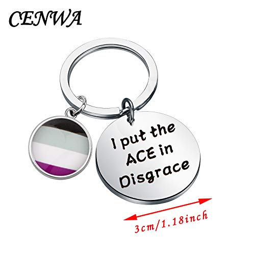 CENWA Asexual Pride Gift LGBTQ Gift Asexual Pride Flag Jewelry I Put The ACE in Disgrace Keychain2