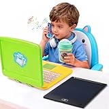 Kids Pretend Play Toys-Toddler Pretend Play Home Office Playset with Toy Laptop & Phone LCD Writing Tablet Headset & Toddlers Beverage Cup Birthday Gifts for Boys Girls Age 3-5-7