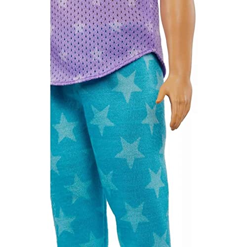 Muñeco Barbie Ken Fashionistas con ropa morada y joggers azules miniatura 5