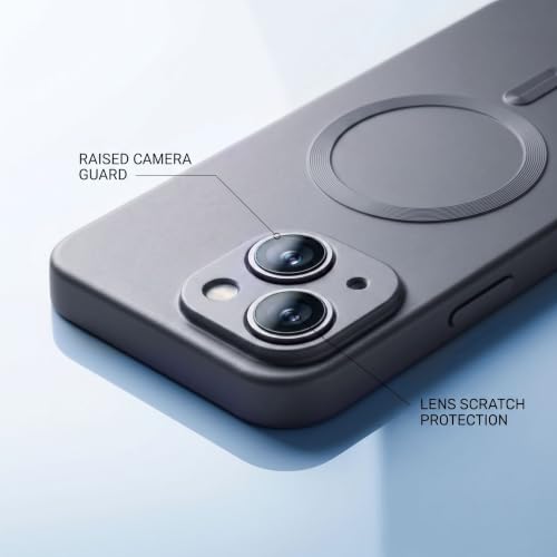 Image of amazon basics Premium Mag-Safe Case for iPhone 15 Plus | Shockproof & Anti-Scratch Cover | Soft Silicone with Wireless Charging | Camera Lens Guard - Gray