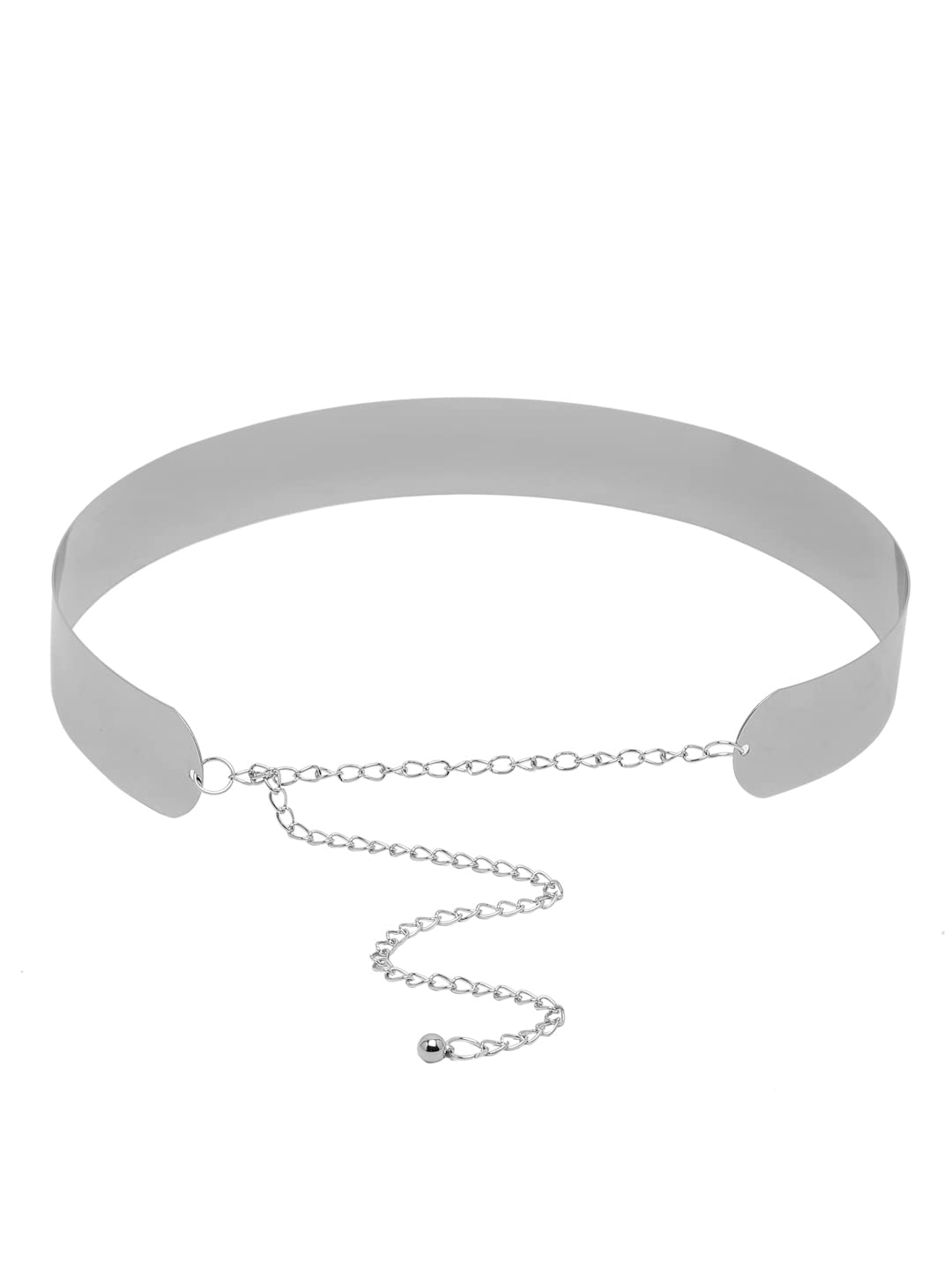 YouBella Jewellery Celebrity Inspired Adjustable Metal Plate Type Golden Kamarband Waist Belt for Women/Girls (Silver) 2