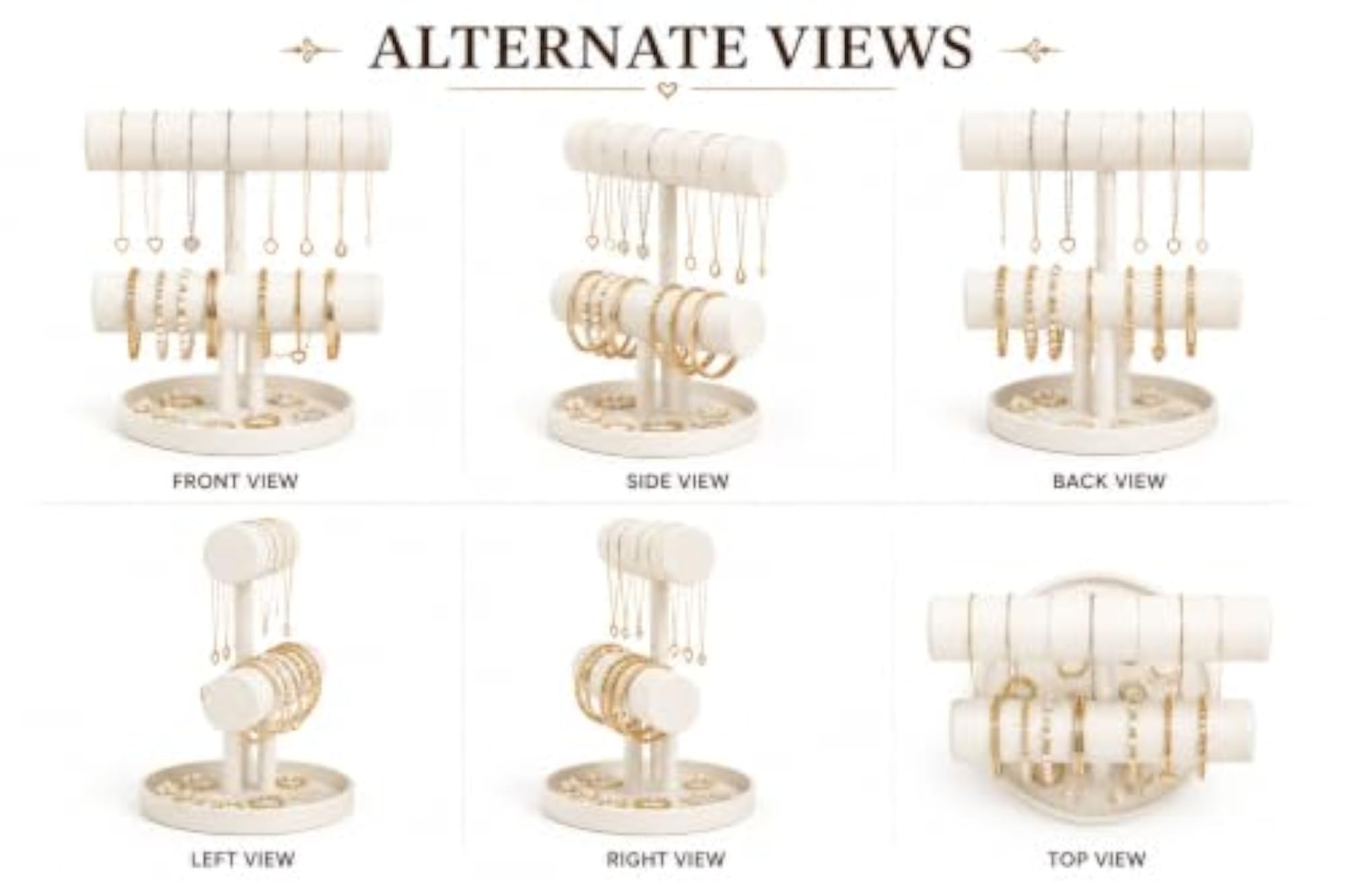 2-Tier Jewellery Organiser Stand with Base Tray