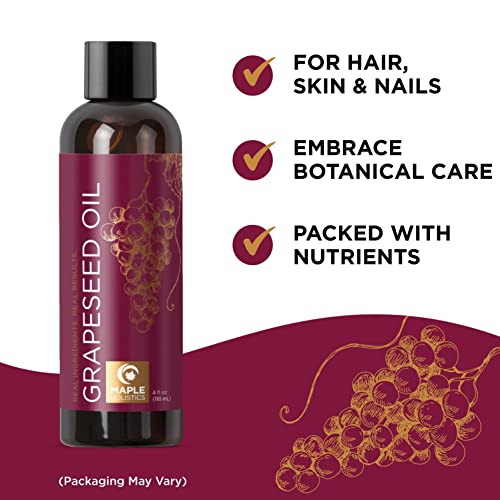 Grapeseed Oil For Hair Skin And Nails - Pure Grapeseed Carrier Oil For Skin And Moisturizing Body Oil For Dry Skin - Grapeseed Oil For Skin Rich In Vitamin A E K And Omega 3 For Anti Aging Skin Care #TOP2