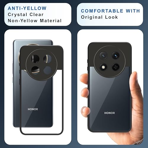 Image of CEDO Backcover for Huawei Honor X9c (5G) | Camera Protection Bump Shockproof Edge | Ultra Hybrid Transparent Acrylic Clear TPU+PC Hard Backcase Cover (Black)
