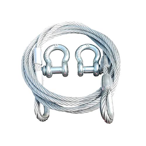 牽引ロープ 8メートル10トンワイヤーロープ牽引ロープ二つの金属フック、防水、防湿付き
