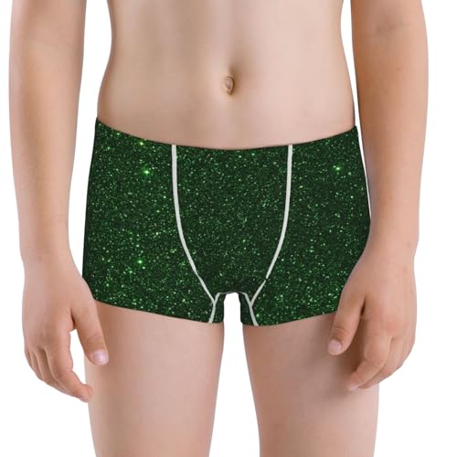Boys' Cotton Boxer Brief Soft Underwear-Emerald Green Sparkling