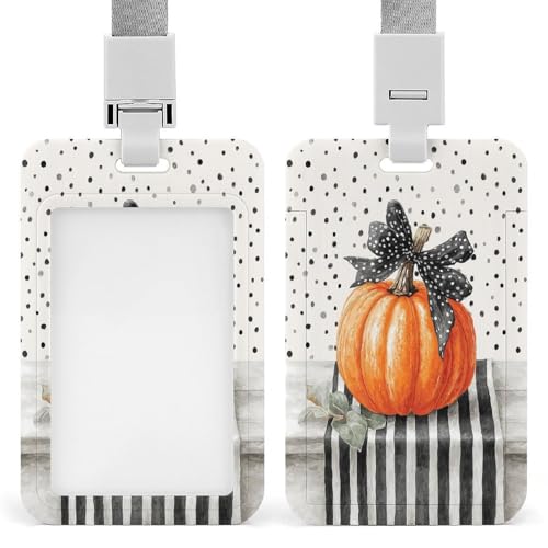 Jubonexis Camino de mesa a rayas blancas y negras y naranjas, soporte retráctil para tarjetas de identificación, protector de tarjetas, placa de nombre, etiqueta de nombre para trabajo, oficina