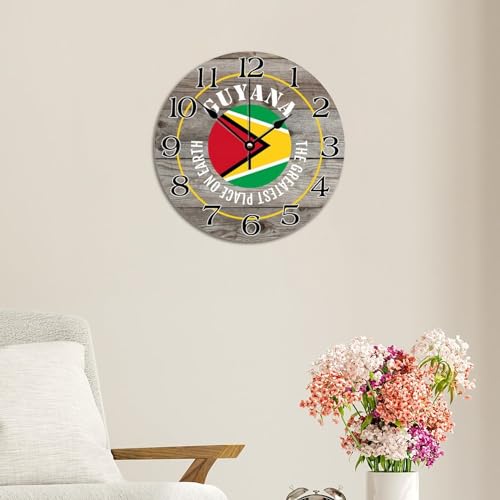 Horloge murale drapeau Guyane pour salon et cuisine rustique