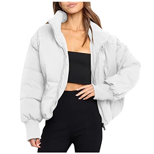 Chaqueta de otoño para mujer y niña, chaqueta acolchada corta y brillante, ultraligera, cálida, acolchada, chaqueta de invierno, chaqueta de plumón, chaqueta de invierno ligera, chaquetas de invierno