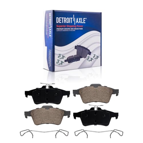 Image of Detroit Axle - Rear Brake Kit for 2012-2018 Ford Focus, Drilled and Slotted Disc Brake Rotors Ceramic Brakes Pads 2013 2014 2015 2016 2017 Replacement : 10.67 inch inch Rotors