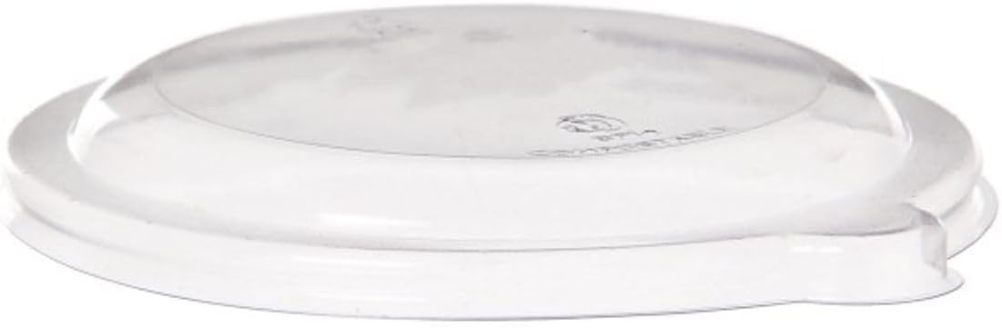 Vegware Compostable Flat Clear Lids, Case of 400, Fits 24-46oz Wide Molded Fiber Coupe Bowls, Cold Food Flat Lids, Plant Based PLA Plastic, Disposable