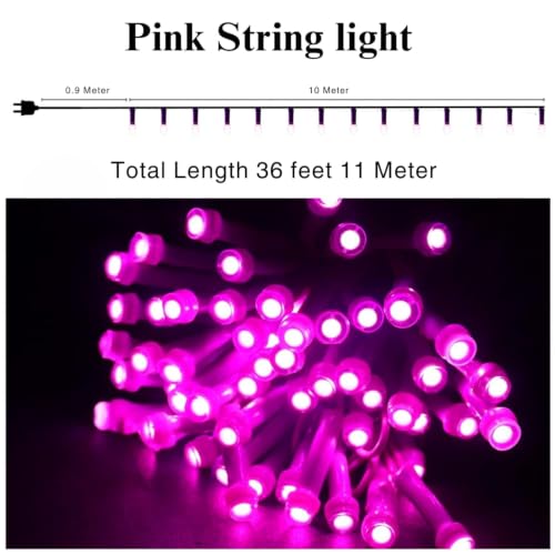 Image of One94Store LED Pixel String Light Pack of 5 - 36 Ft Copper Wire Fairy Lights, Bright Pink Decorative Lights for Diwali Decoration, Home Decor, Pooja, Festival, Christmas, Wedding & Party