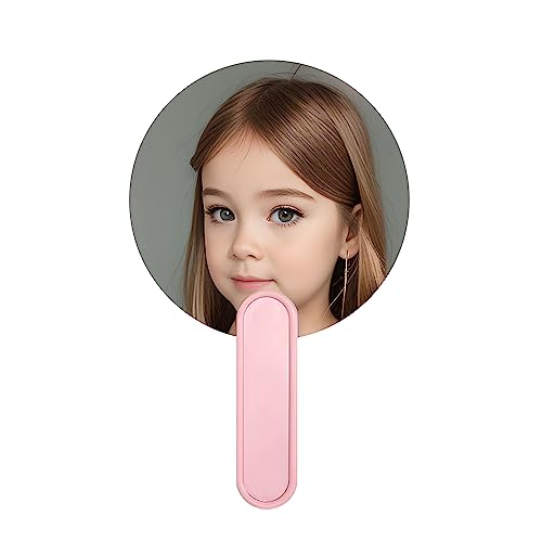 Handheld Mirror With Handle, Large Cute Hand Held Mirror For Shaving Salon, Rimless Handheld Makeup Mirror, Single-Sided Portable Travel Vanity Mirror, Bathroom Hand Mirrors For Men & Women(Pink) #TOP5