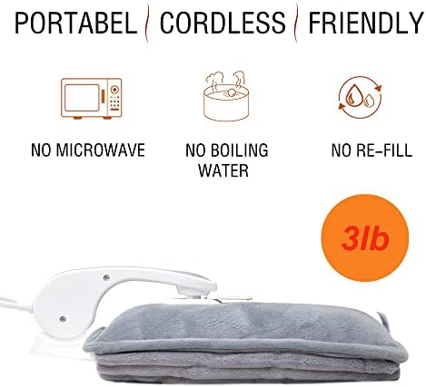 hYwecy Rechargeable Electric Hot Water Bottle,Portable Rechargeable Hot Water Bag,Hand and Shoulders Pain Relief (Grey)