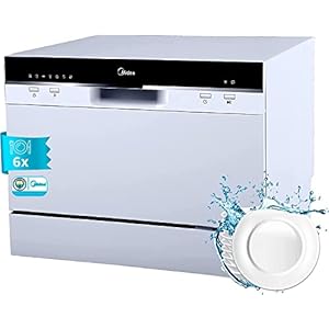 Midea Vaatwasser, klein, wit, 55 cm, voor 6 toepassingen, compacte en draagbare vaatwasser zonder installatie…
