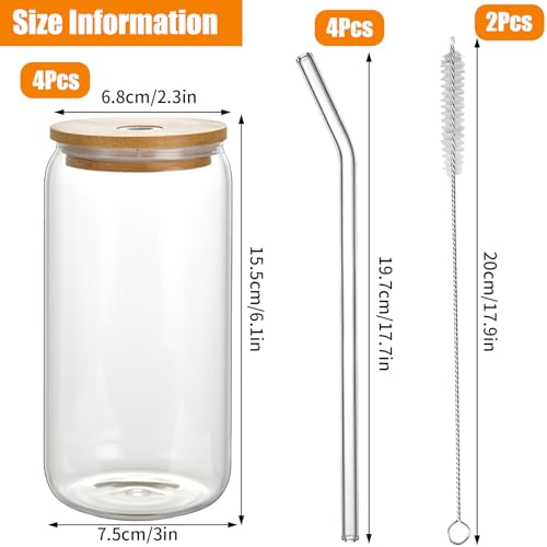 Dinhauyon Glass Cups with Lids and Straws, Iced Coffee Cup - Image 2