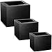 Produktbild Deuba Blumentopf Kubus 3er Set wetterfest Outdoor Indoor 9-55L Blumenkasten Pflanzentopf Übertopf Kunststoff anthrazit
