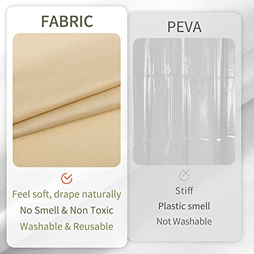 Image of ALYVIA SPRING Waterproof Fabric Shower Curtain Liner with 3 Magnets - Hotel Quality Soft Cloth Shower Liner, Light-Weight & Machine Washable - Standard Size 72x72, Khaki