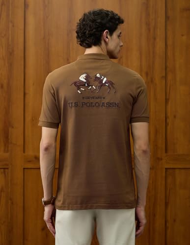 Image of U.S.Polo Association Men's Brand Embroidered Varsity Theatre Polo Shirt (USTSH3178 Mustard 3XL)