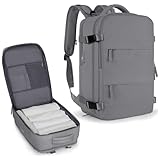 Mochila De Viagem Avião Grande Multifuncional Unissex - Mochila De Mão Com Porta USB, Compartimento para Tênis, Notebook (Cinza)