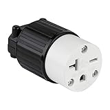 ENERLITES NEMA 6-20R Straight Blade Connector, Female Plug Replacement Cord Outlet, 20 Amp, 250 Volt, 2 Pole, 3 Wire Grounding, Industrial Grade, Heavy Duty, UL Listed, 66231-BK, Black