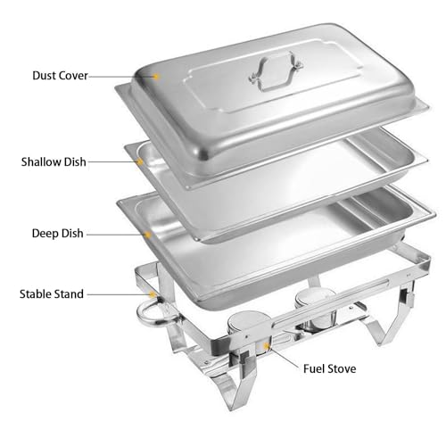 Chauffe-plats en acier inoxydable avec couvercles pour buffet élégant et durable - 6