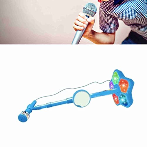NOENNULL Micrófono Interactivo para Niños con Luces Integradas y Soporte para Reuniones Familiares, Micrófono Azul de Plástico Liviano de 39,4'