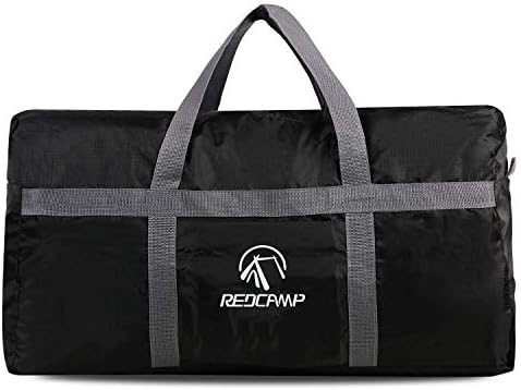 REDCAMP Foldable Travel Bag, 96L Extra Large Sports Bag, Packable Duffle Bag, Lightweight Waterproof Duffel Holdall Bag, Black