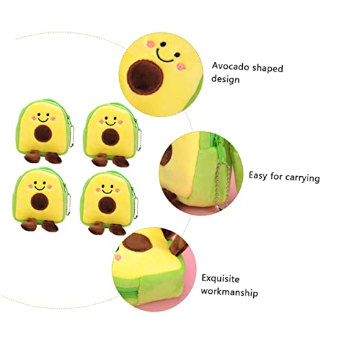 CLISPEED 4pcs Avocado Shape Plush Bag for Girls Chic Change Purse Unique Design for Daily Use Shopping School and3