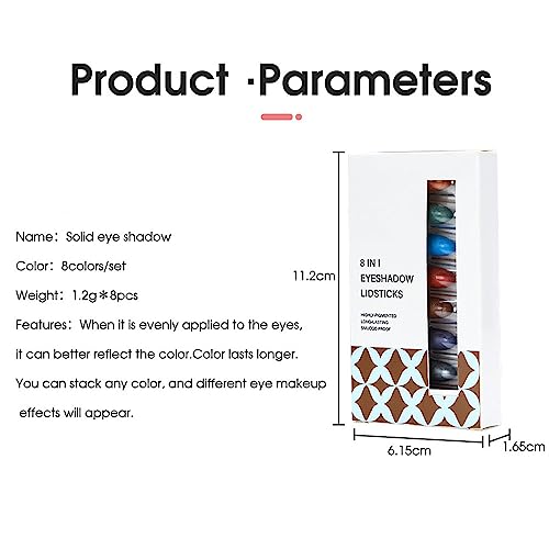 8 Pcs Waterproof Colorful Fine Pearlescent Eyeshadow Sticks Set.longwearing Soft Waxy Texture Solid Glitter Eye Shadow Lipsticks.glistened Glared Gold Green Brown Pink Blue Black Orange Red Matte Shadow Sombra De Para Ojos #TOP4