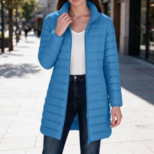 fartey Womens Winter Coats Long Quilted Puffer Jacket Zip Up Warm Outerwear - image 2
