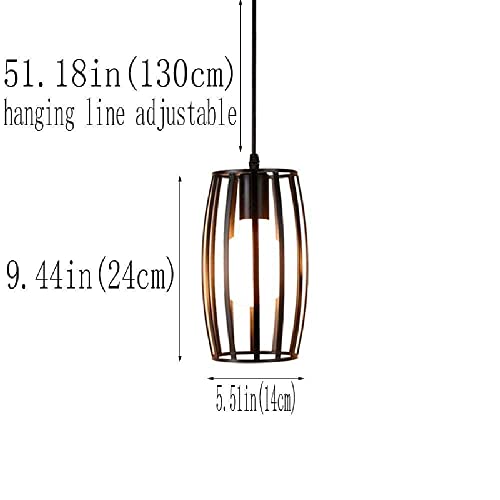 Lámpara de araña retro industrial de hierro negro con una luz para techo 8