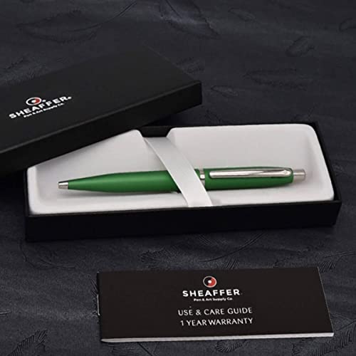 Sheaffer Vfm Very Green Ballpoint Pen With Chrome Trim #TOP5