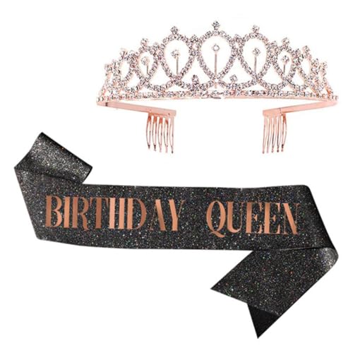 Set de tiara y banda elegante de aleación brillante y satén suave KJHBV