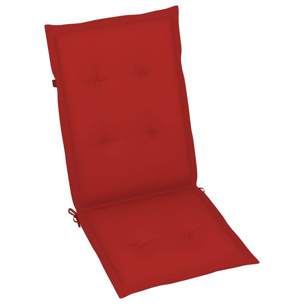 Cuscini per sedia da giardino, 2 pezzi, per sedie a sdraio con schienale alto, design universale, per interni ed esterni, balcone, terrazza, con 2 laccetti, rosso, 120 x 50 x 3 cm