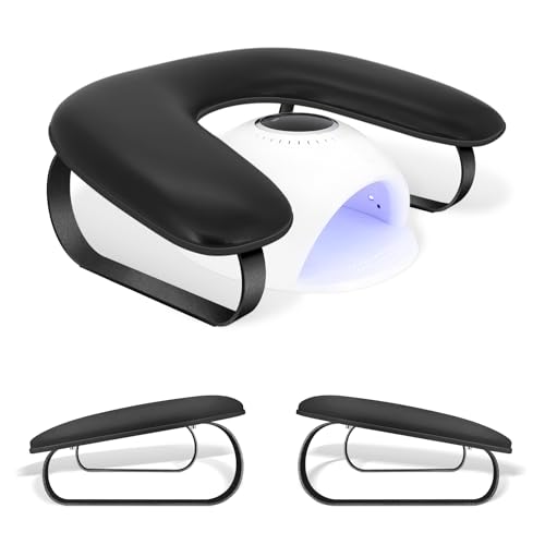 Arm Rest for Nails Tech,U-shaped Manicure Nail Arm Rest Stand,Cleanable Leather Hand Rest Pillow for Acrylic Nails Salon Home,Aluminum Alloy Holder,Anti-slip Pads