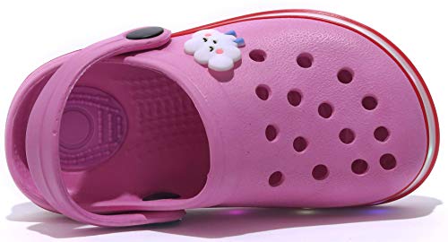 Viyear Kid's Boy's Girl's Cute Led Garden Shoes Indoor And Outdoor Sandals Clog Children Beach Slipper Pink 33 #TOP5