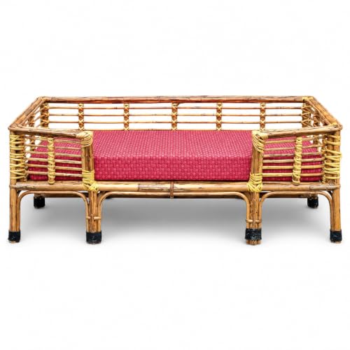 Image of Avika Bamboo Cane Pet Bed for Dogs and Cats with Foam (S, Brown,Square)