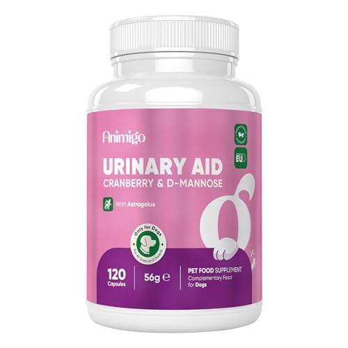 Urinary Aid for Dogs 570mg - 120 Capsules - Added With D-Mannose, Cranberry, Astragalus Root, Liquorice Root Powder & Nettle Leaf Extract - For all Ages, Sizes & Breeds - Non-GMO & Gluten-Free