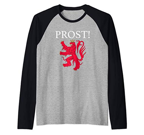 Prost Cheers In Luxembourgish Souvenir Flag Of Luxembourg Camiseta Manga Raglan