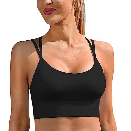 Image of Sykooria 3 Pack Strappy Sports Bra for Women Sexy Crisscross for Yoga Running Athletic Gym Workout Fitness Tank Tops