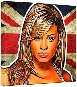 Christina Milian - Pop Sanatsal Baskı (Çok Renkli; Eski Birlik Jack Arka Planı) 50 x 50 x 2 cm Büyük Kare Derin Kutu Tuval