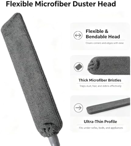 Infigravity 4 Pcs 3-in-1 Duster Cleaning Set, Retractable Gap Dust Cleaner with 81" Telescopic Long Handle, Reusable Dust Cloth for Ceiling Fan & Home Cleaning, Crevices, Walls, Windows, Doors. - 1