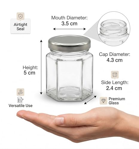 Image of 50 ML Hexagonal shape Jar for chutny Sause and Honey
