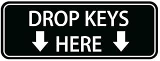 Drop Keys Here Graphic Sign,Self Adhesive Sign For Front Door Or Wall 3 X 8 Inch Quick And Easy Installation Design For Home Office Business