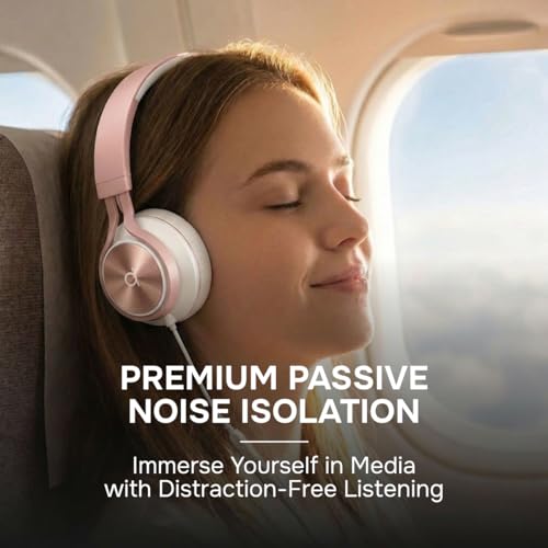 Image of ARTIX CL750 Wired Foldable On Ear Headphones with Mic & Volume Control | Noise Isolating Stereo Sound Headset for Mobile, Laptop & Travel (Rose, 3.5mm Jack)