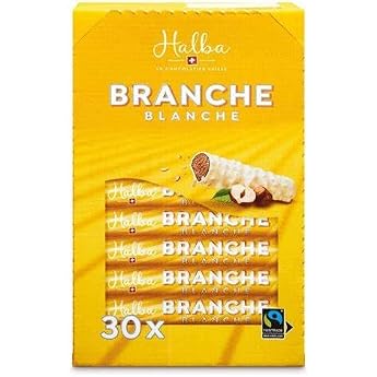 Halba Branche Weiss Chocolate Bars Pack of 30 - Milk Chocolate Bars with Hazelnut Cream Filling - Swiss Chocolate - Bulk Pack of 30 x 23 g Individually Packed / 690 g